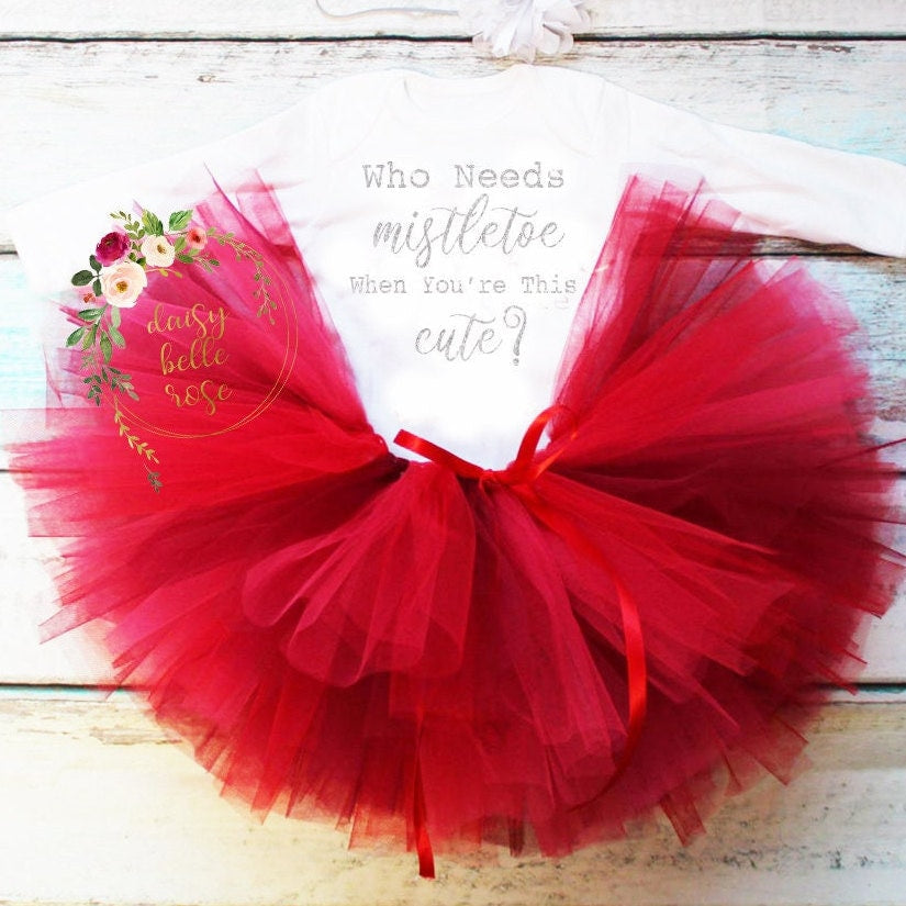 Red Mistletoe First Christmas Outfit