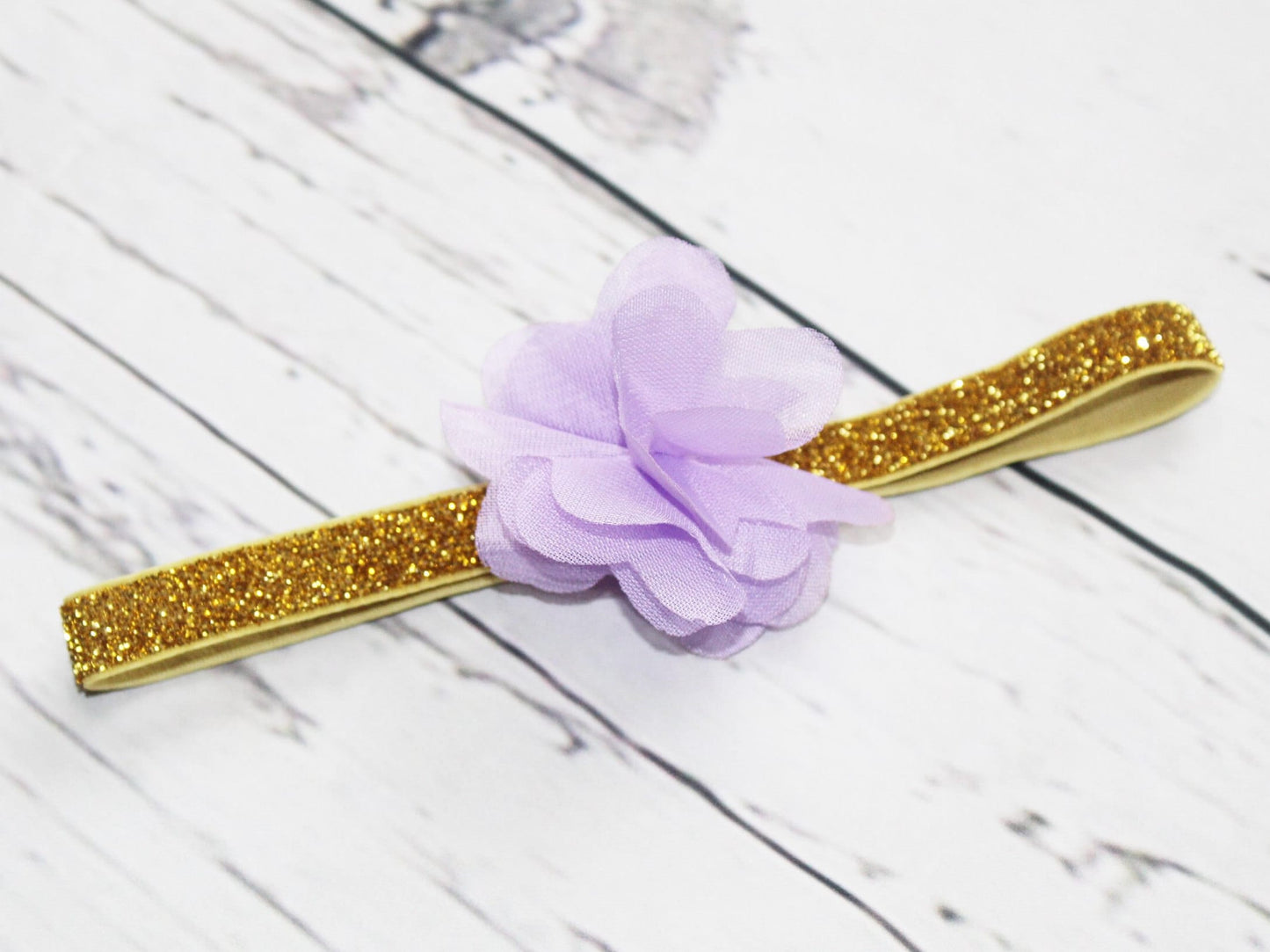 Girls Gold & Lilac Flower Headband