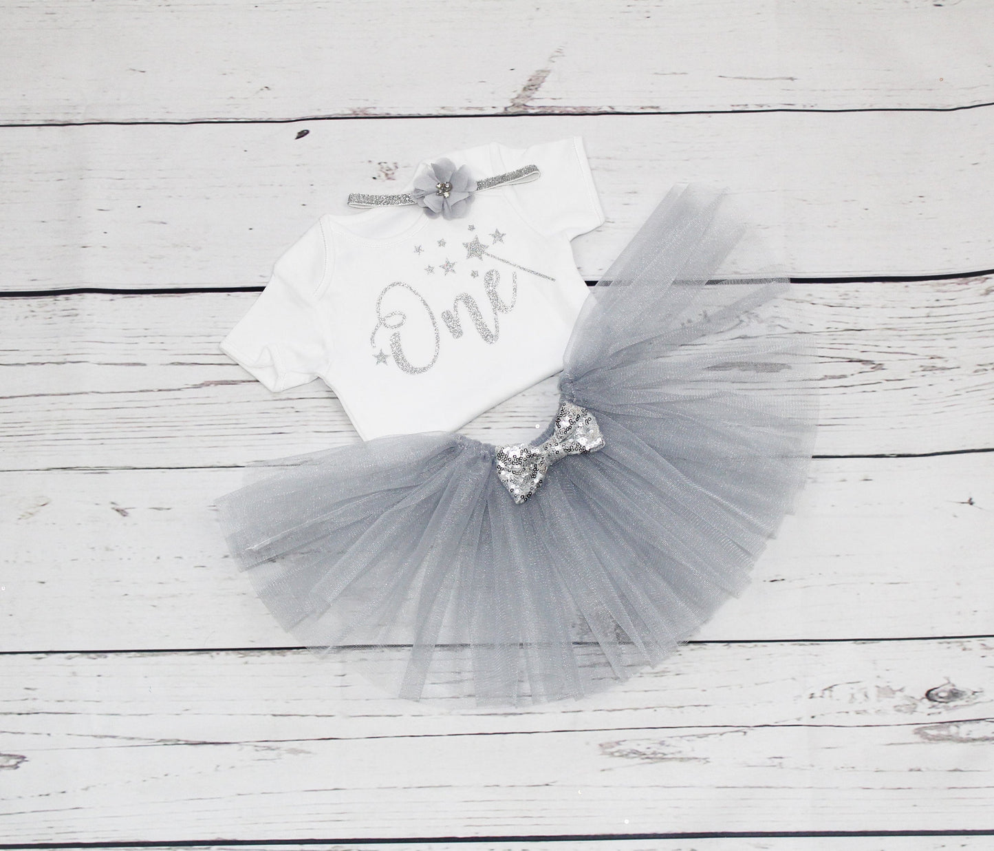 Grey Winter Wonderland 1st Birthday Outfit