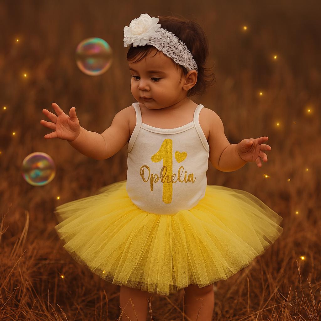Personalised Yellow 1st Birthday Tutu Outfit