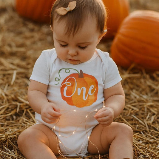 Baby Girls Halloween Pumpkin First Birthday Bodysuit