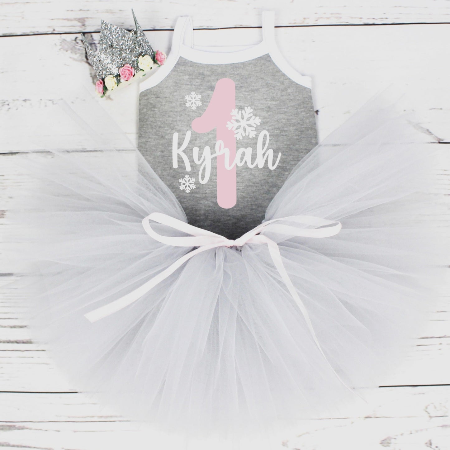 Grey Winter 1st Birthday Tutu Outfit