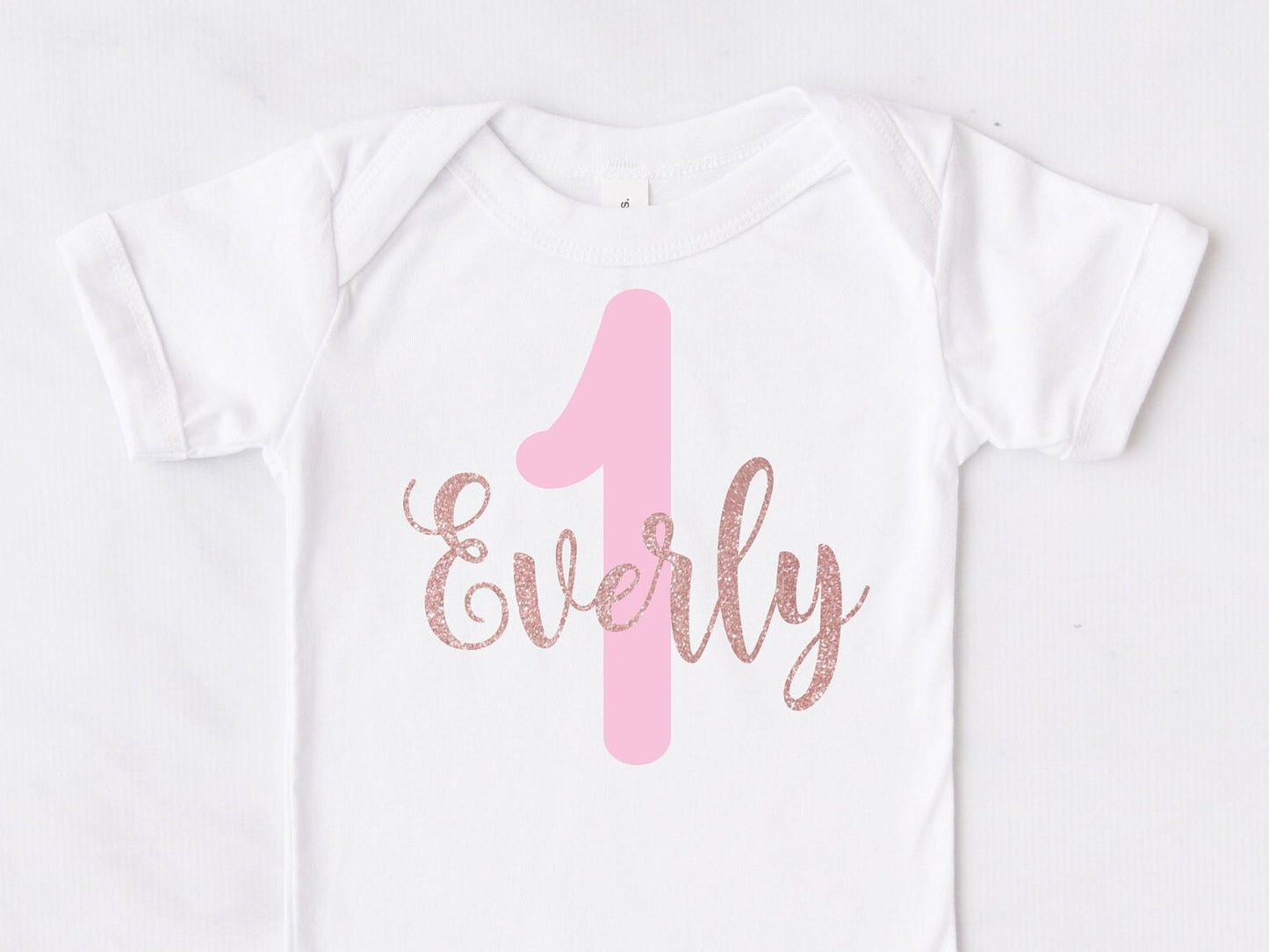 Personalised Pink & Rose Gold 1st Birthday Bodysuit