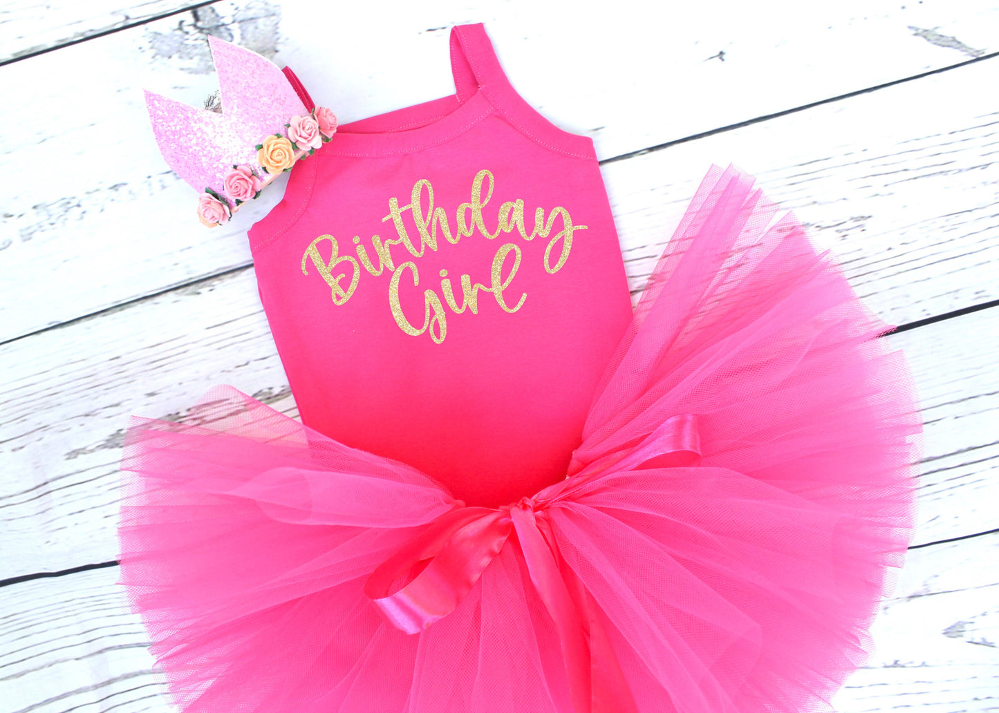 Hot Pink & Gold Birthday Girl Tutu Outfit
