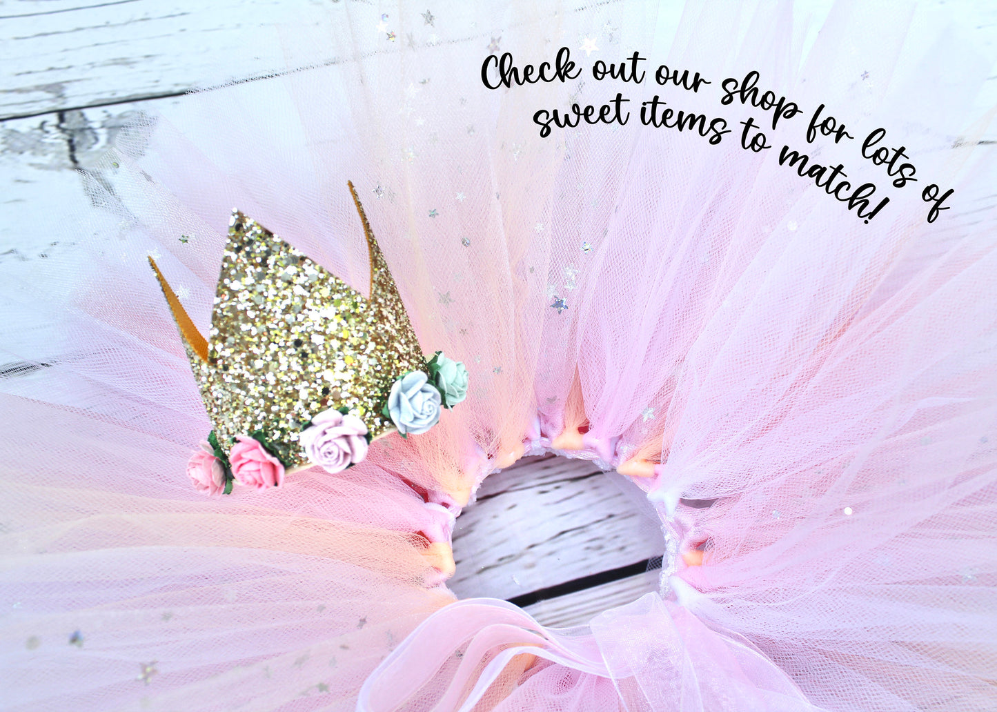 Light Gold Crown with Rainbow Flowers