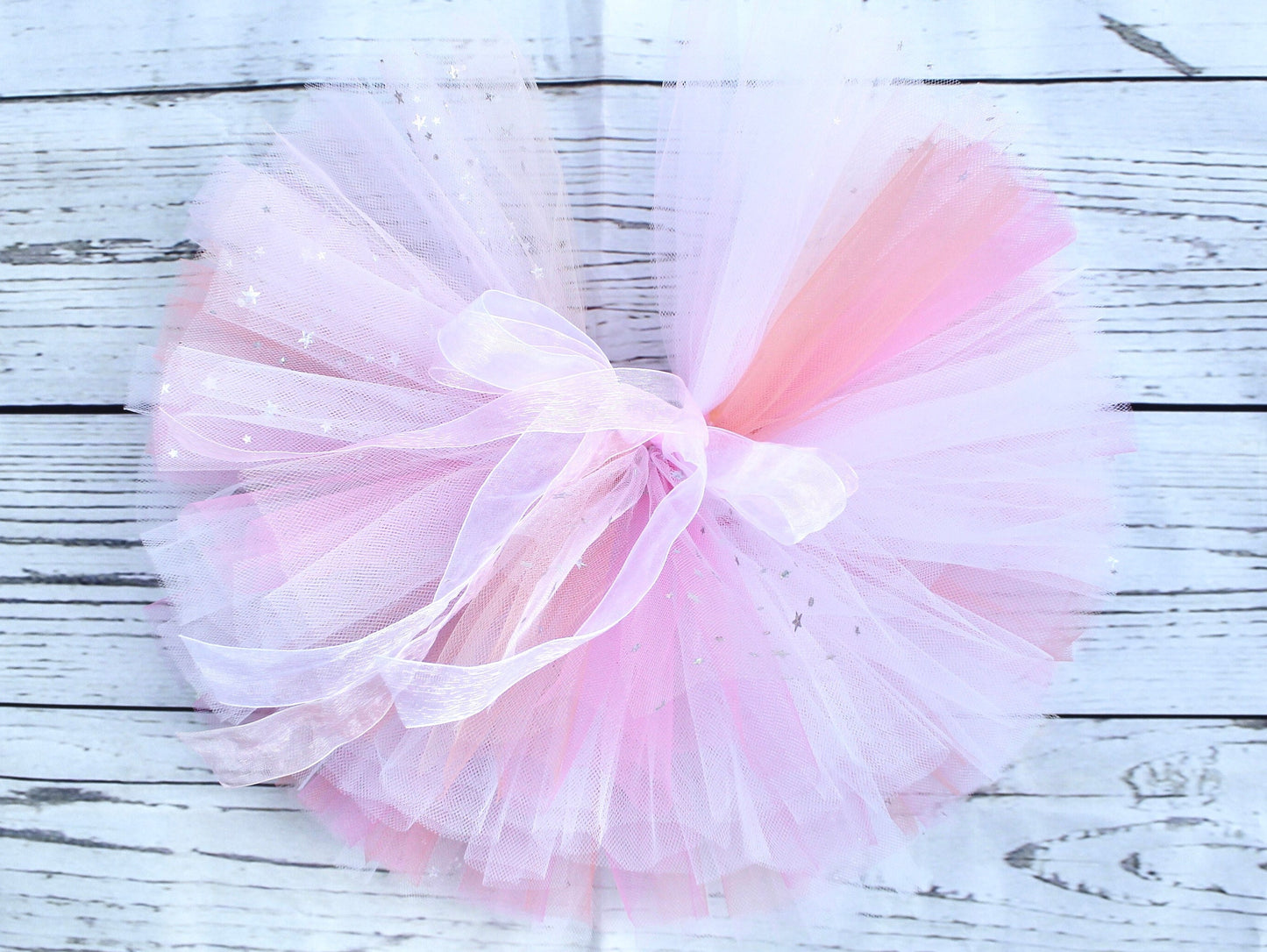 Pink & Peach Pastel Fairy Tutu Skirt with Sparkles