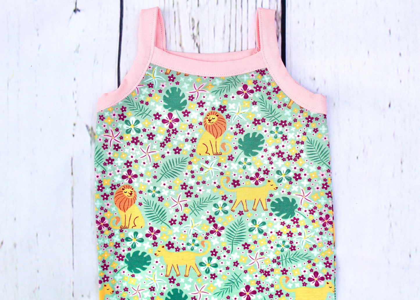 Girls Strappy Top Lion Floral Design