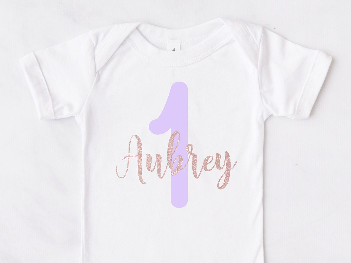 Lilac & Rose Gold Personalised 1st Birthday Bodysuit