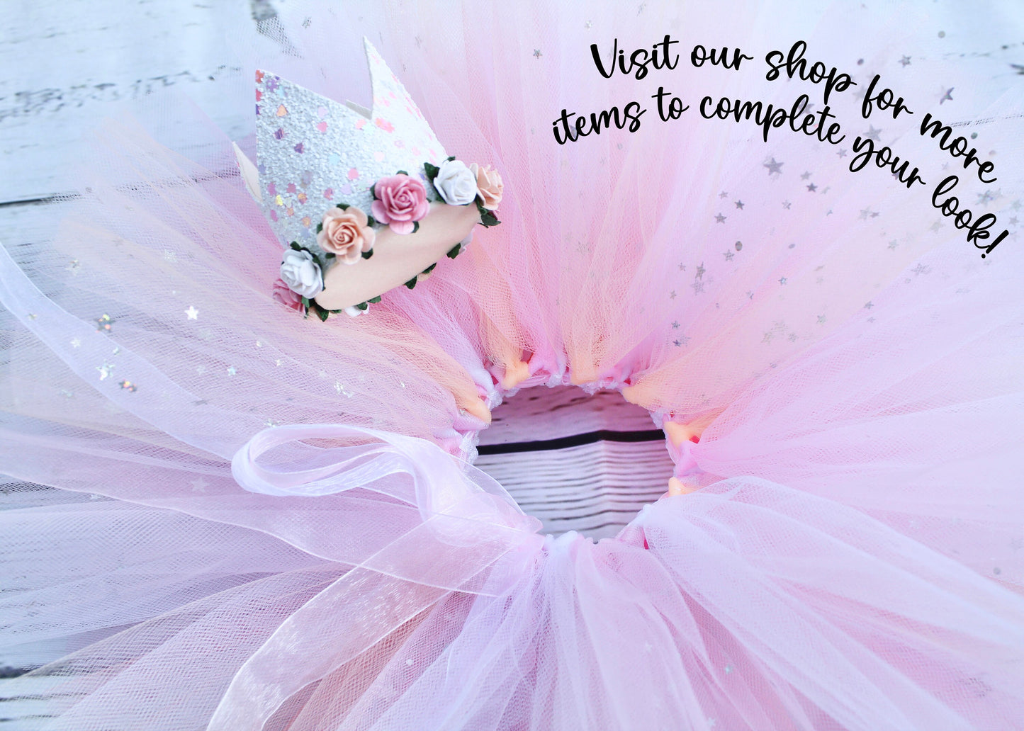 Sparkly White Crown with Lilac and Pink Sequins