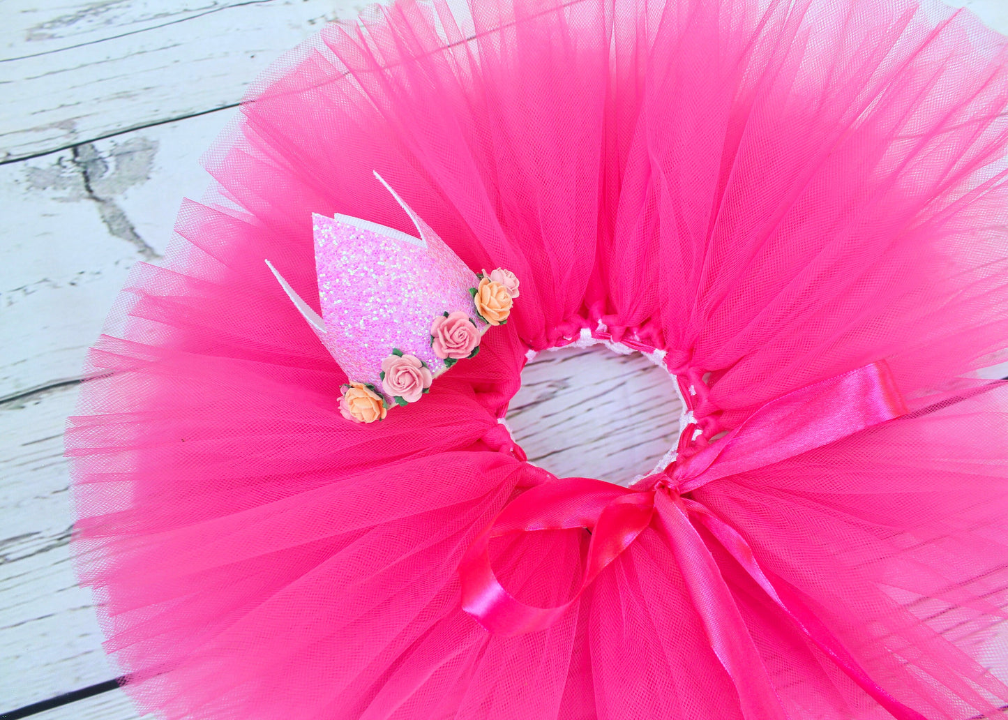 Bright Pink Tutu Skirt & Crown Set