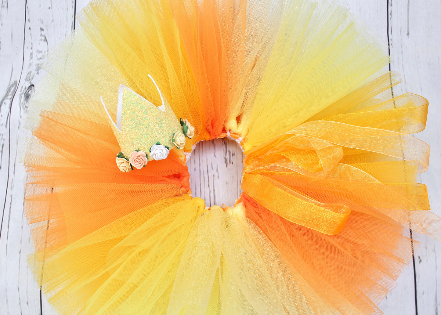 Tutu Skirt for Girls in Orange & Yellow Ombre