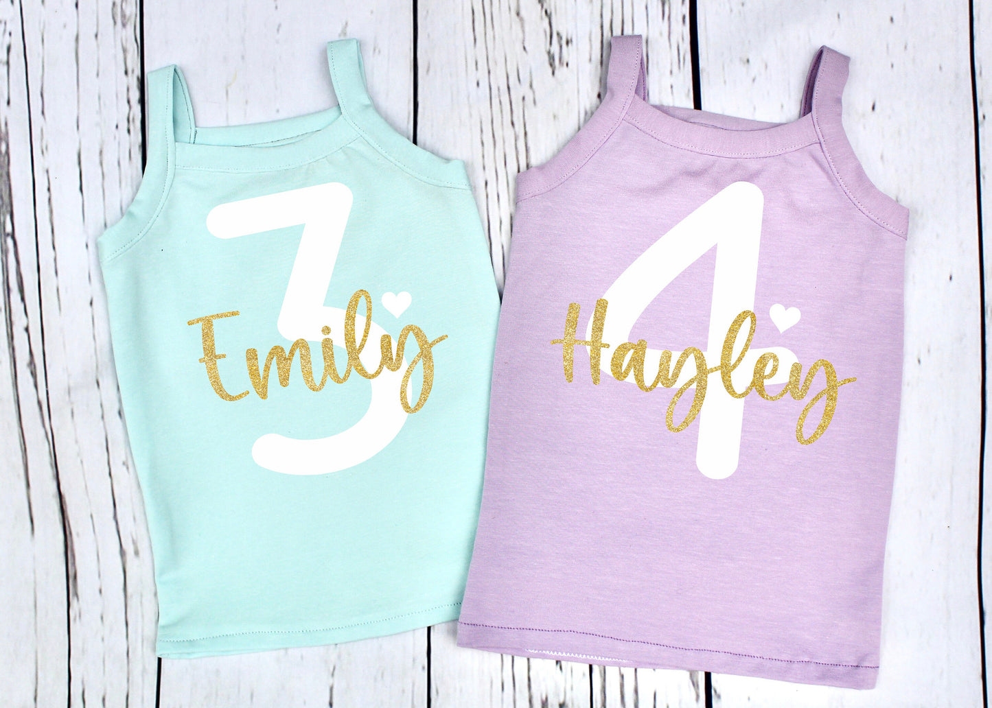 Girls Custom Colour Personalised Birthday Tank Top