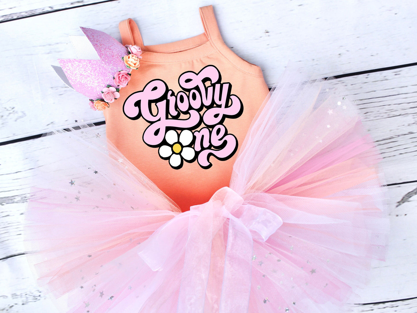 Girls Groovy One 1st Birthday Outfit