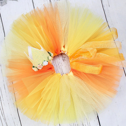Tutu Skirt for Girls in Orange & Yellow Ombre
