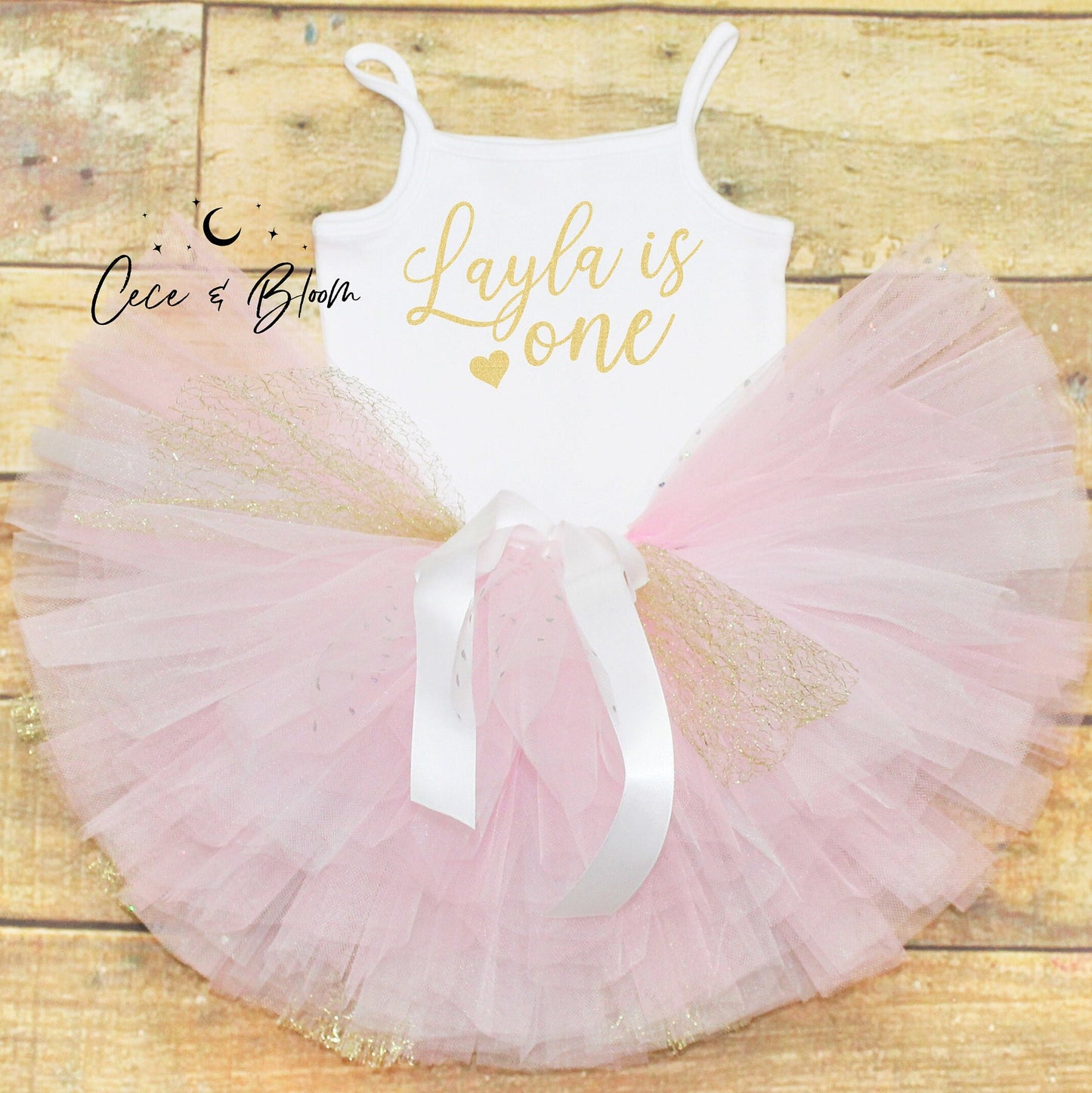 Pink & Gold Baby Girls 1st Birthday Outfit