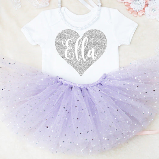 Girls Tutu Outfit in Silver & Lilac