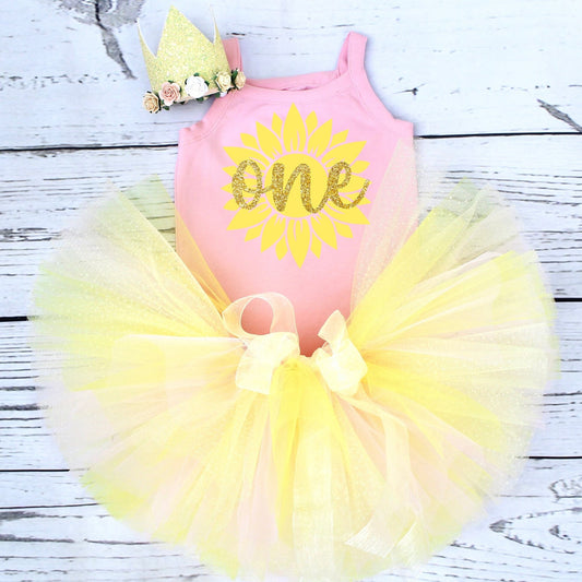 Sunflower Tutu Outfit for 1st Birthday Girl