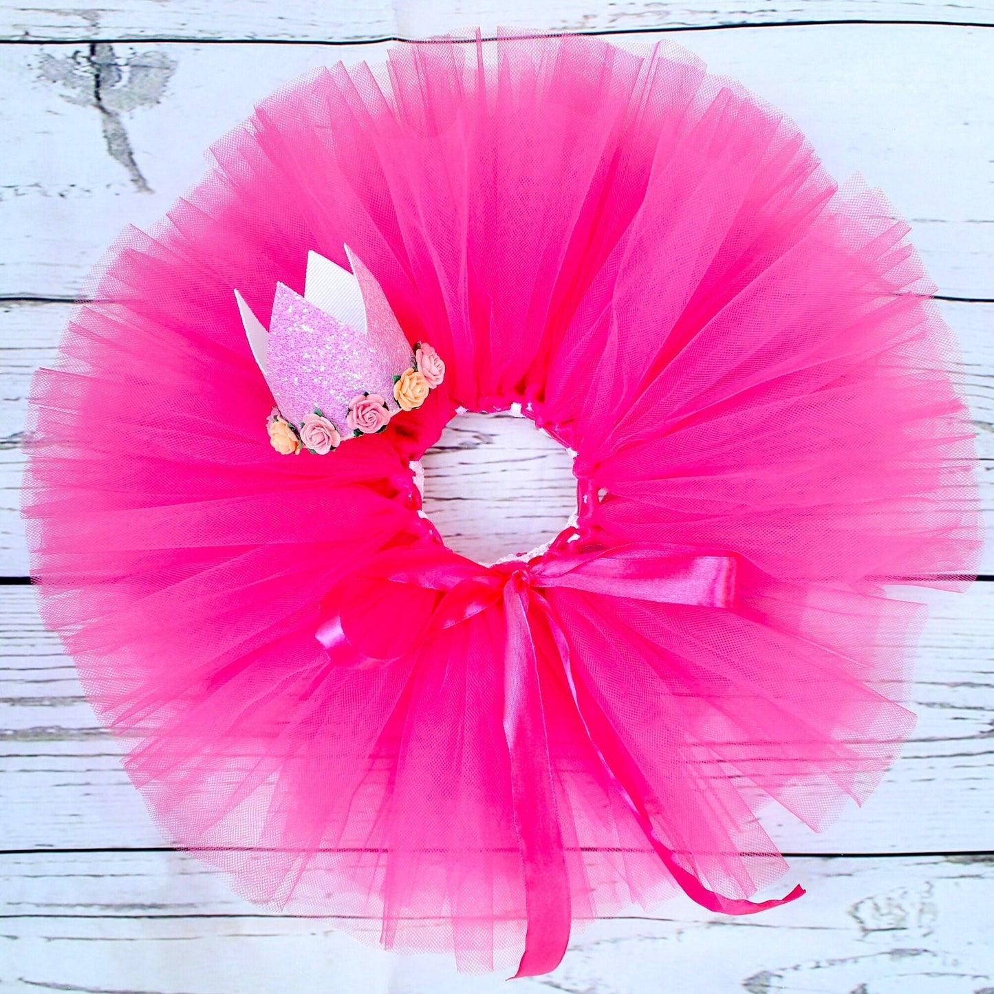 Bright Pink Tutu Skirt & Crown Set