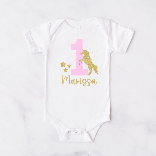 Unicorn 1st Birthday Bodysuit