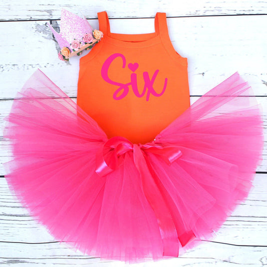 Hot Pink & Orange 6th Birthday Outfit