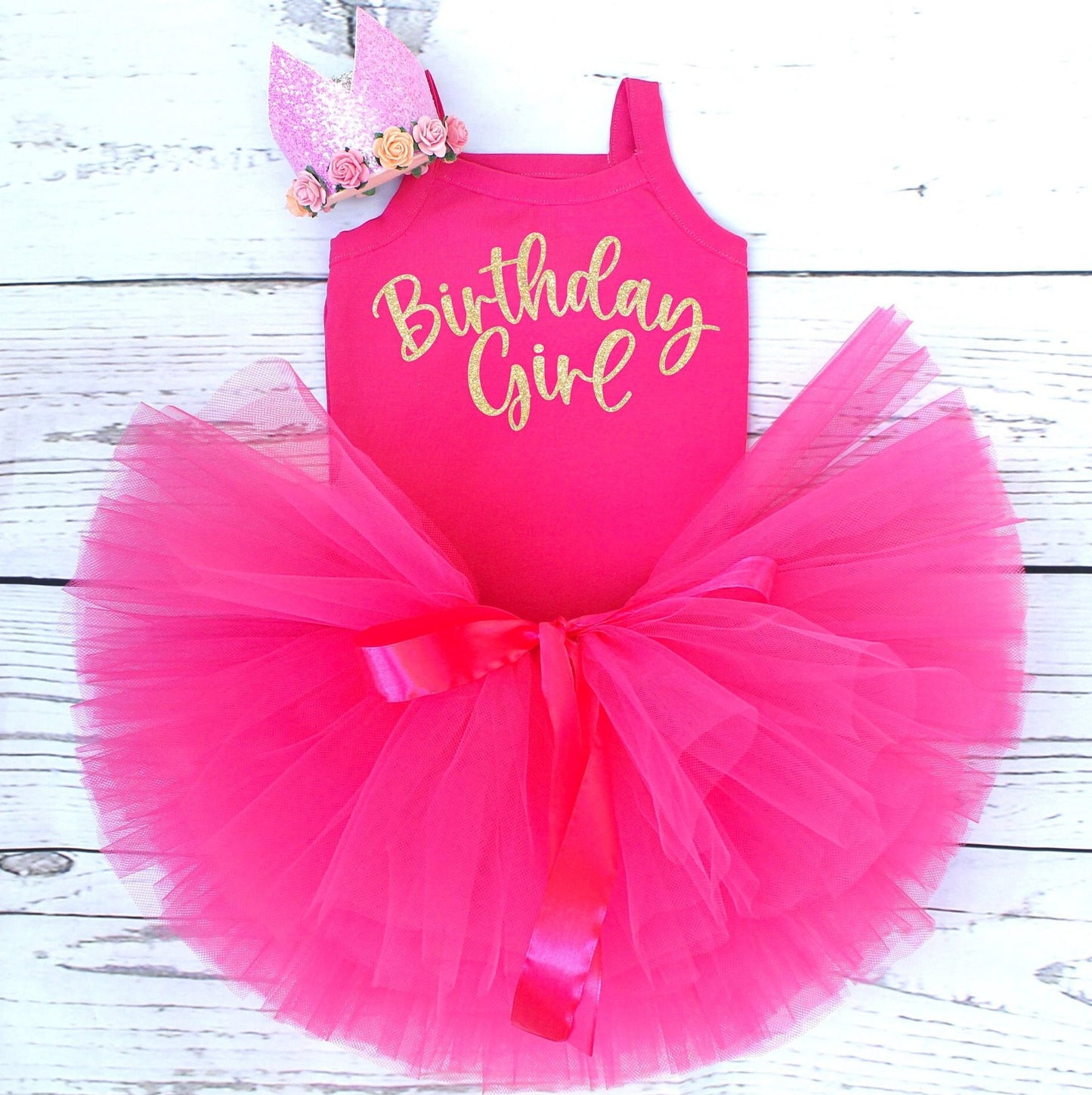 Hot Pink & Gold Birthday Girl Tutu Outfit