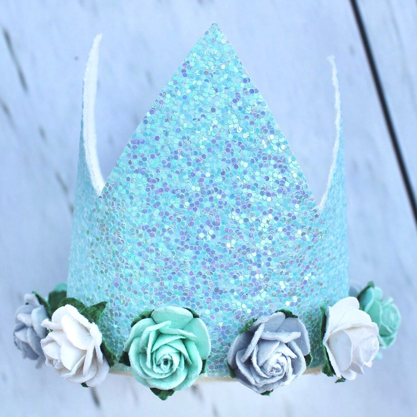 Pastel Blue Crown Aqua Mermaid Party Hat for Baby Girls Birthday