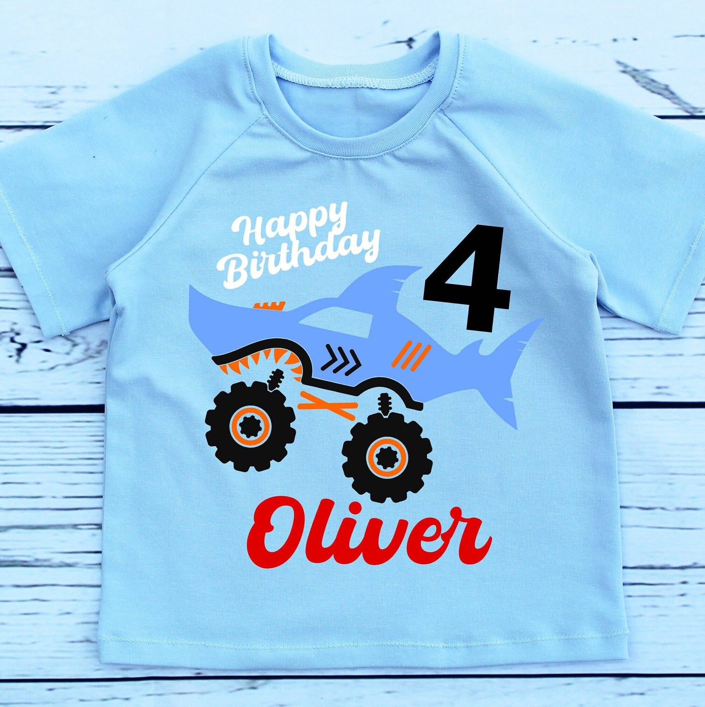 Personalised Boys Monster Truck 4th Birthday T-Shirt