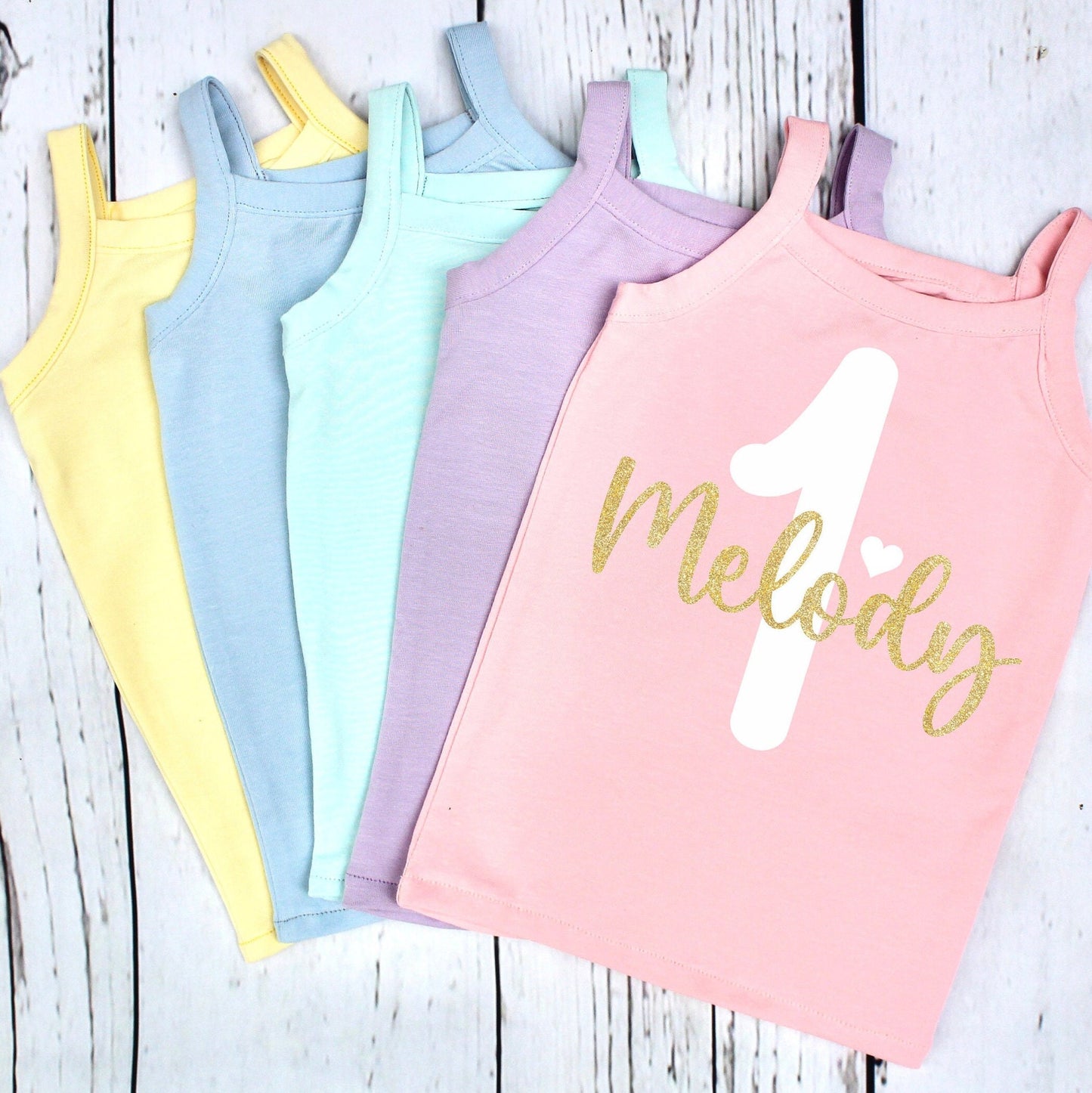 Girls Custom Colour Personalised Birthday Tank Top