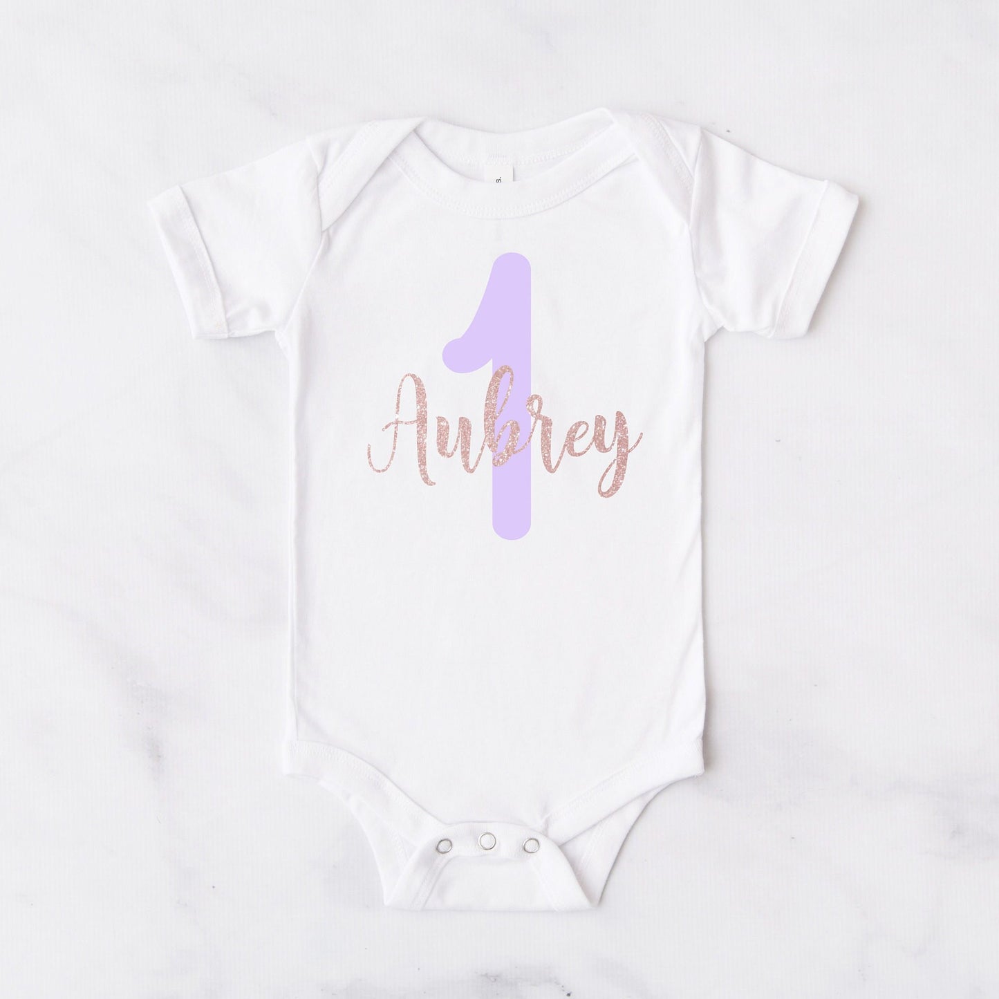 Lilac & Rose Gold Personalised 1st Birthday Bodysuit