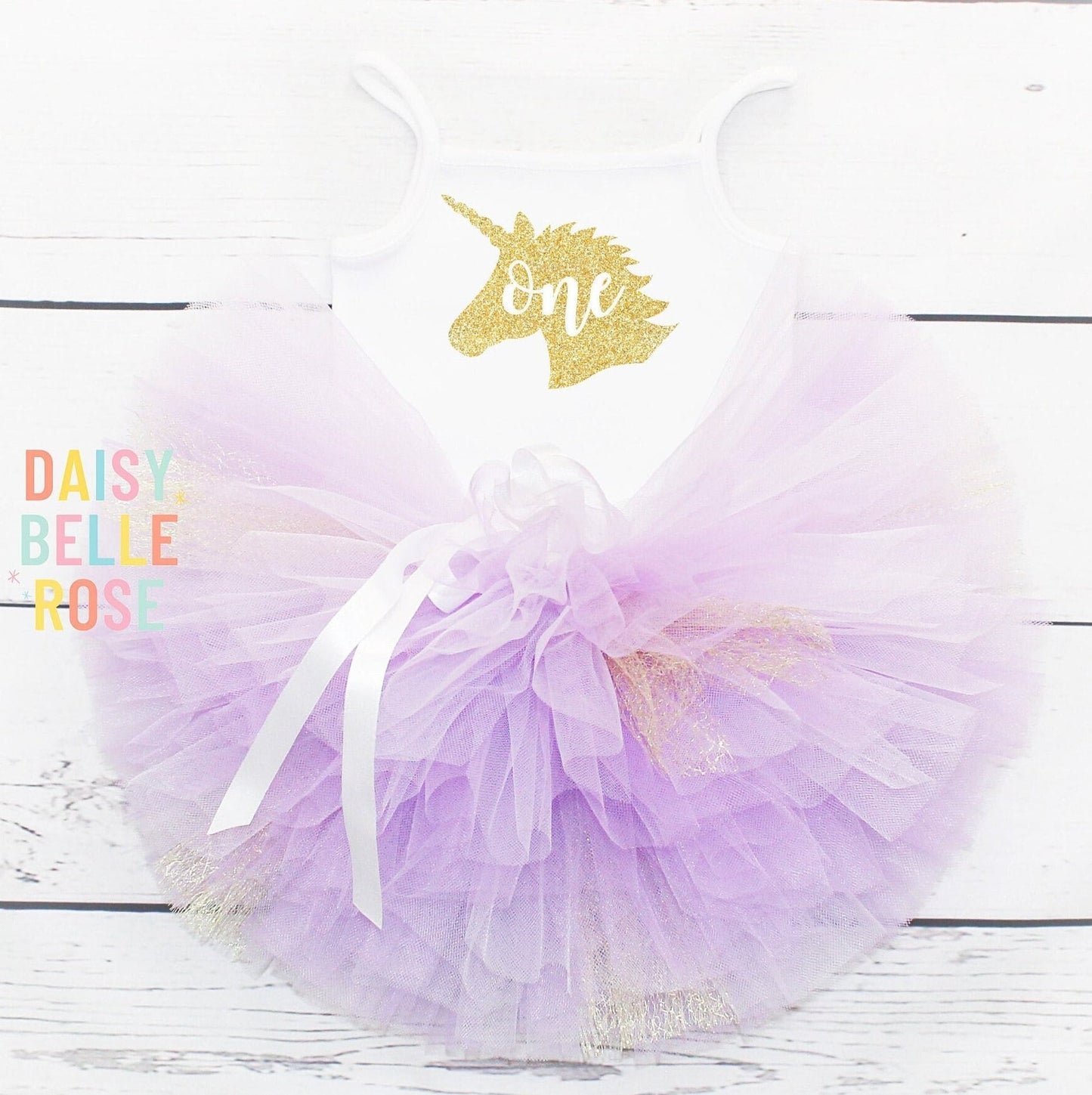 Lilac & Gold Unicorn 1st Birthday Tutu Outfit