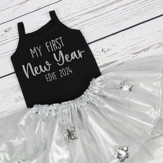Personalised Baby Girls 1st New Year Outfit