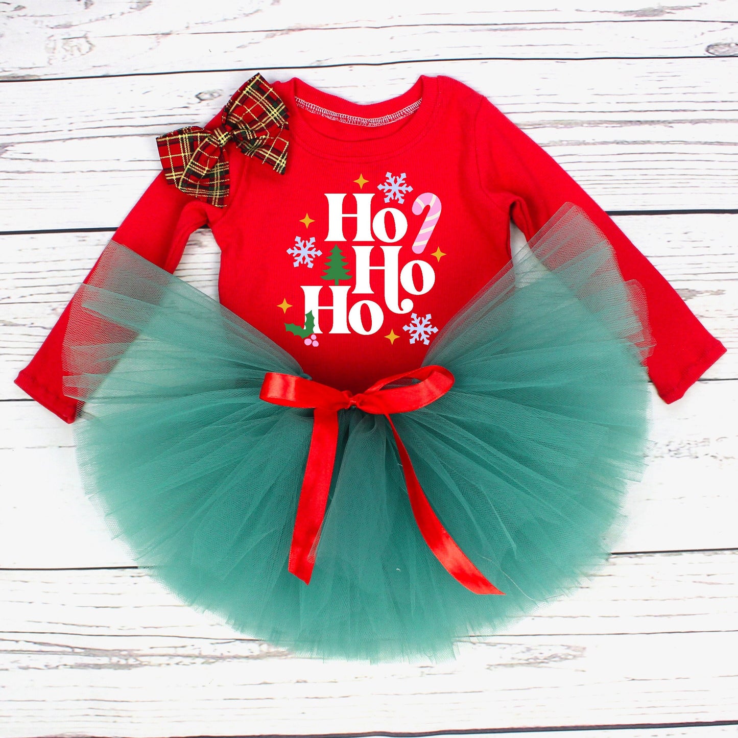 Girls Retro Ho Ho Ho Christmas Tutu Outfit