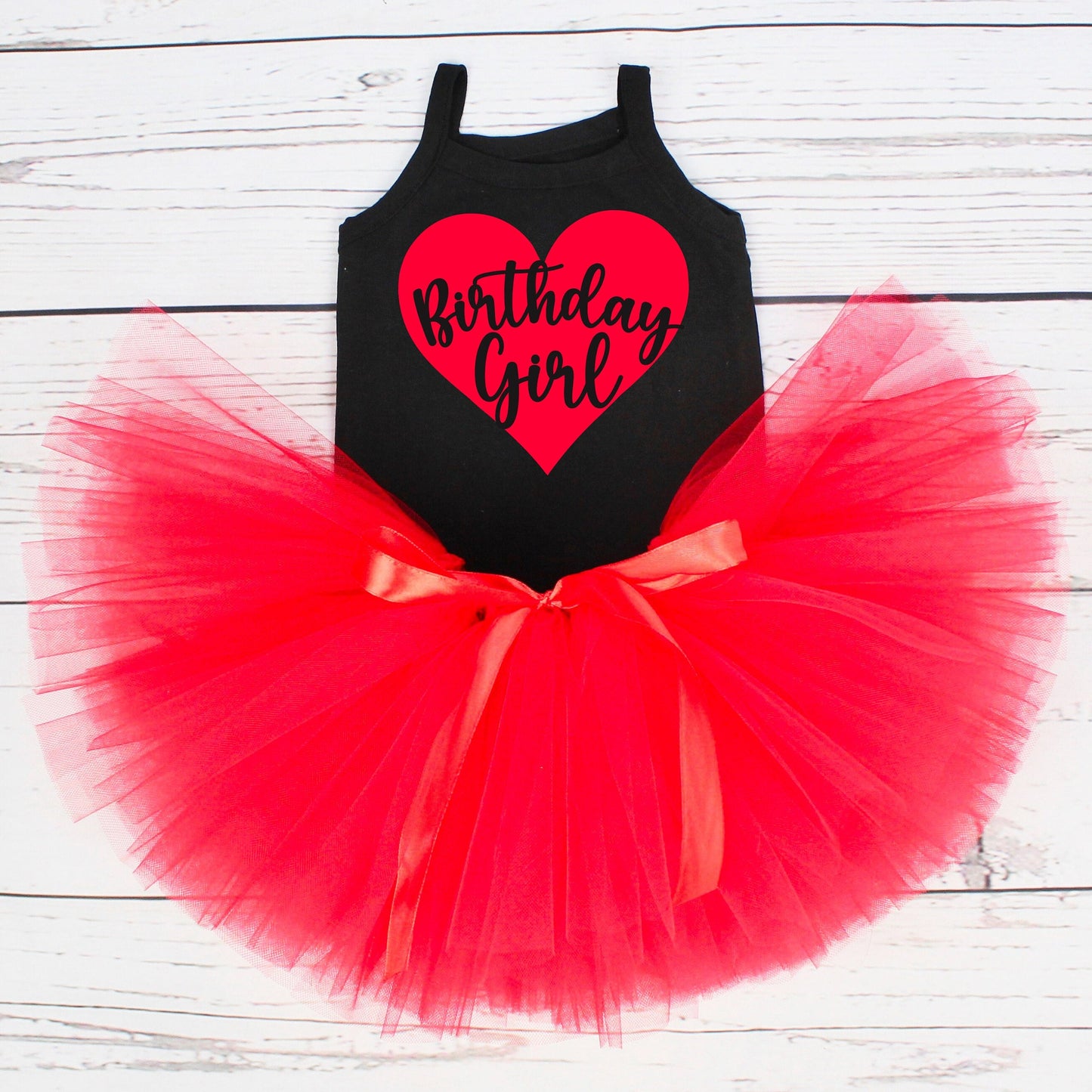 Valentine's Day Birthday Girl Tutu Outfit in Red & Black
