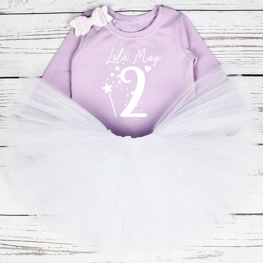 Lilac Personalised Girls 2nd Birthday Tutu Outfit