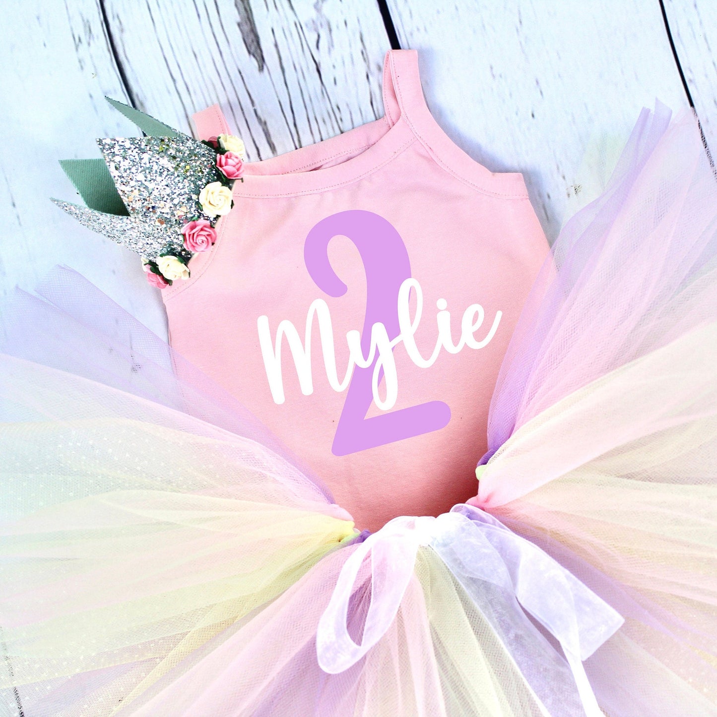 Pastel Rainbow 2nd Birthday Tutu Outfit