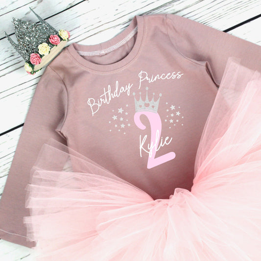 Birthday Princess Personalised 2nd Birthday Outfit in Pink & Mauve