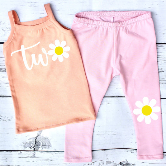 Two Groovy Girls Top and Leggings Set for 2nd Birthday Party
