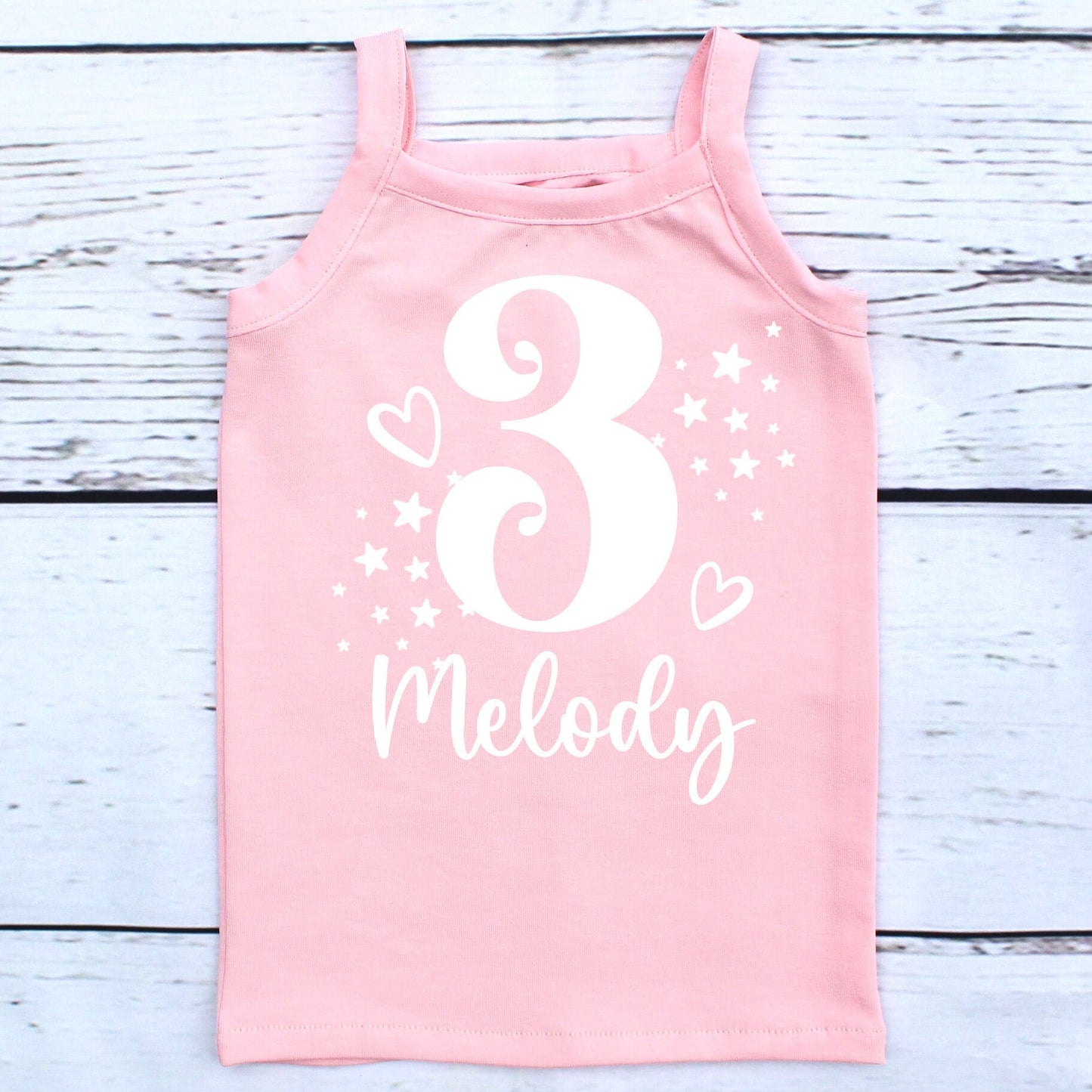Light Pink Personalised 3rd Birthday Top for Girls
