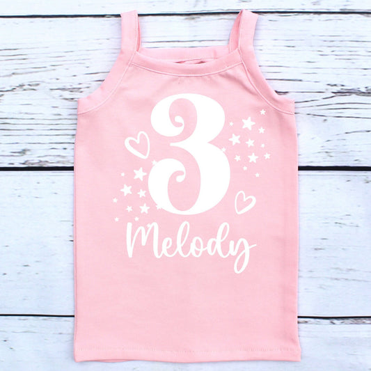 Light Pink Personalised 3rd Birthday Top for Girls