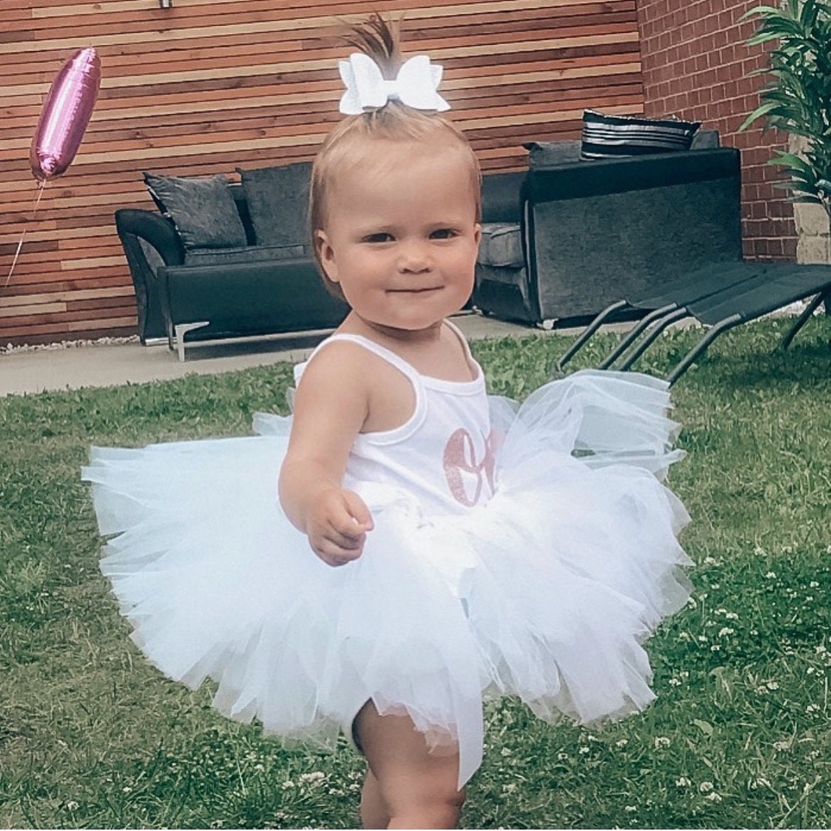 White & Silver 1st Birthday Tutu Outfit