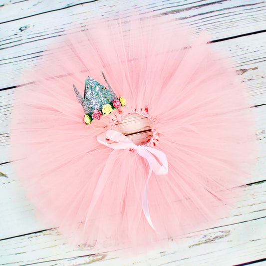 Light Pink Tutu Skirt & Crown Gift Set