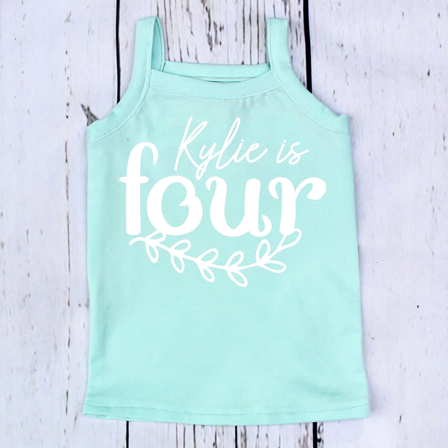 Pastel Aqua Mint Green Personalised 4th Birthday Top for Girls